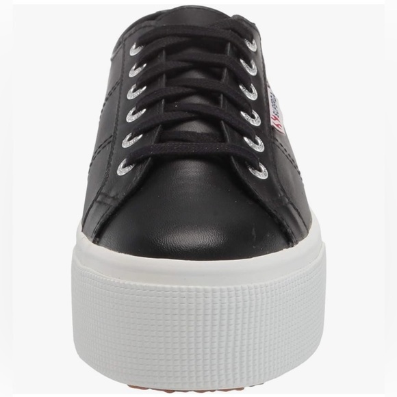 Superga Women's 2790-Naplngcotu Sneaker size 9 Black Leather upper white sole - Picture 2 of 7